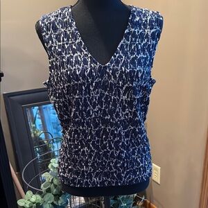 Evereve Blue and White Fitted Tank Top